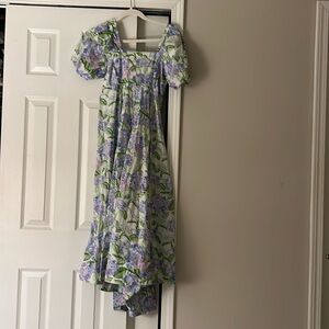 Hill House Floral Dress in Purple and Green